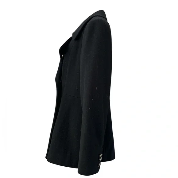 Perry Ellis Vintage Black Wool Military Peacoat USA Made Women’s 10 - Picture 5 of 17